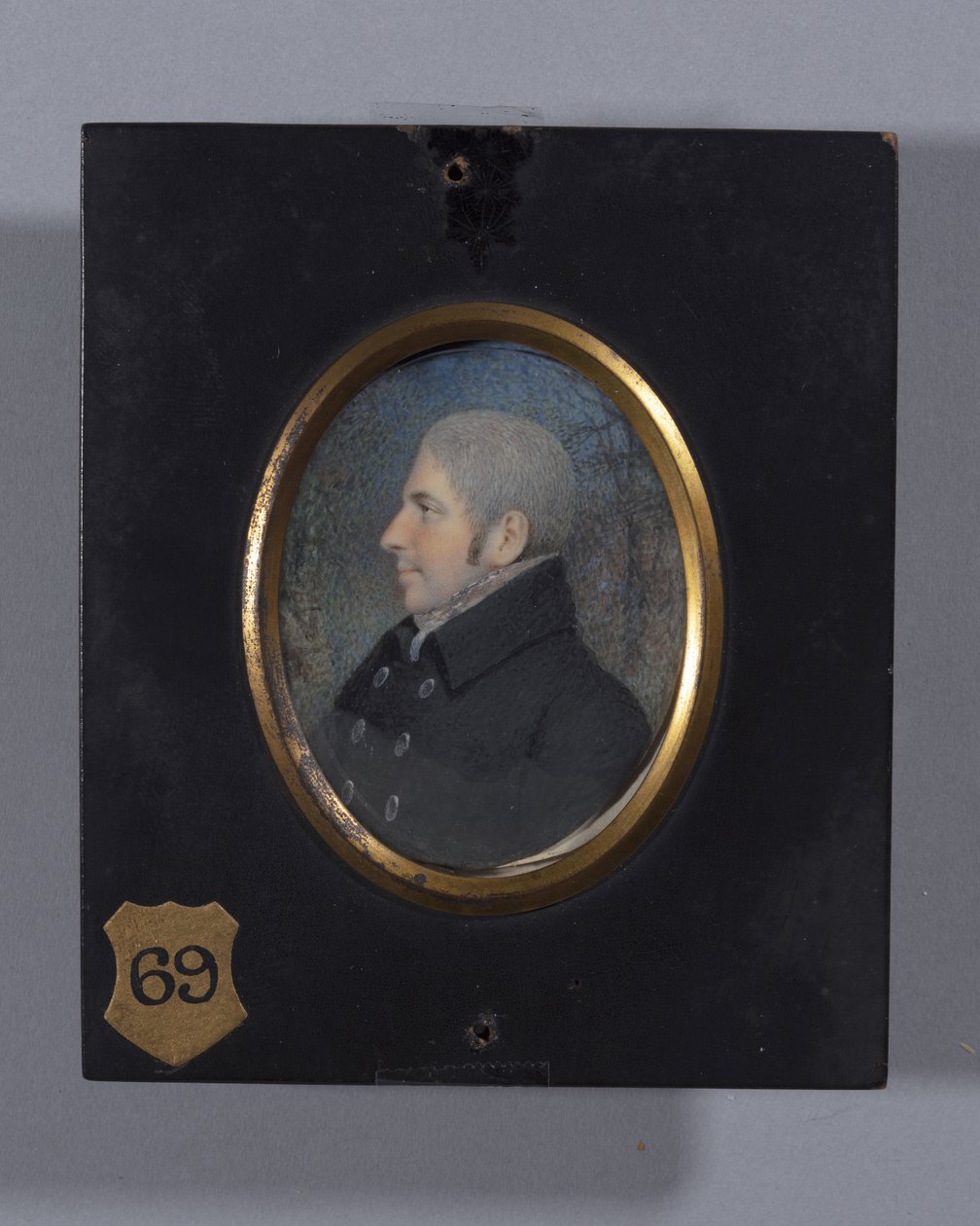 Profil Porträtt av en okänd man (akvarell på elfenben) av Ellen Sharples