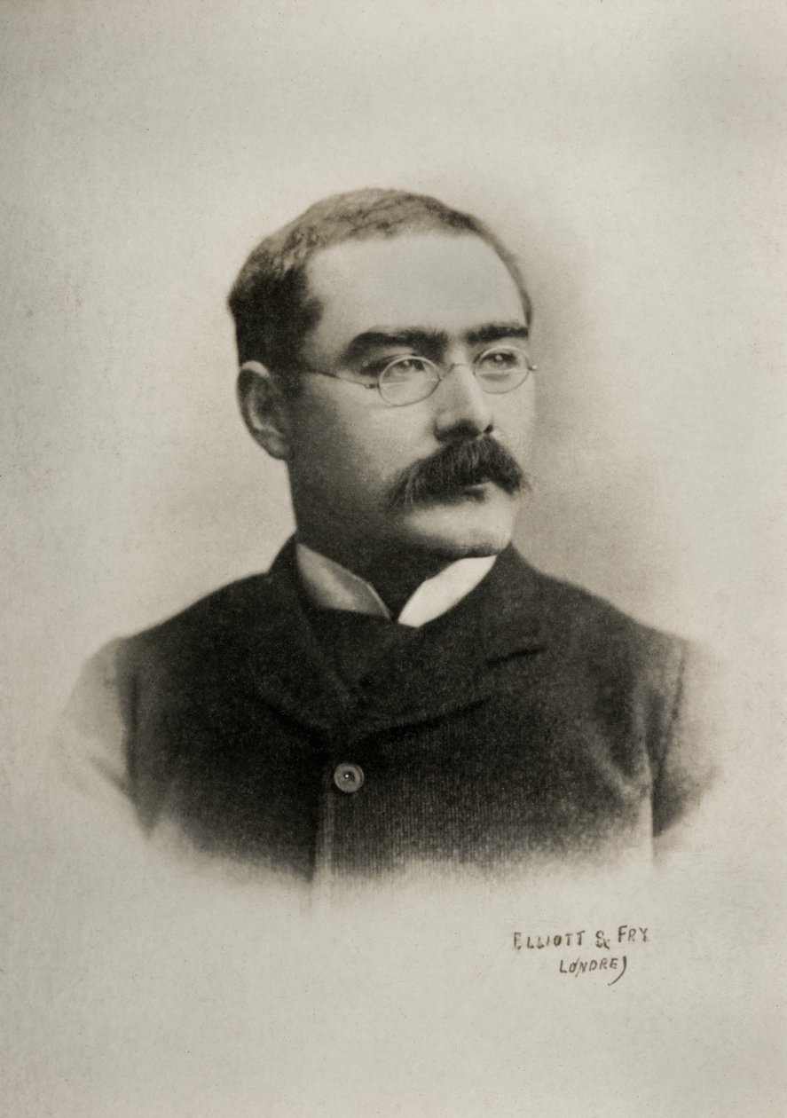 Porträtt av den engelske författaren Rudyard Kipling (foto) av Elliott & Fry Photography Studio