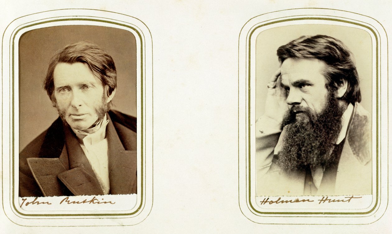 John Ruskin, engelsk konstnär, poet och kritiker, och William Holman Hunt, engelsk konstnär, 1865 av Elliott and Fry