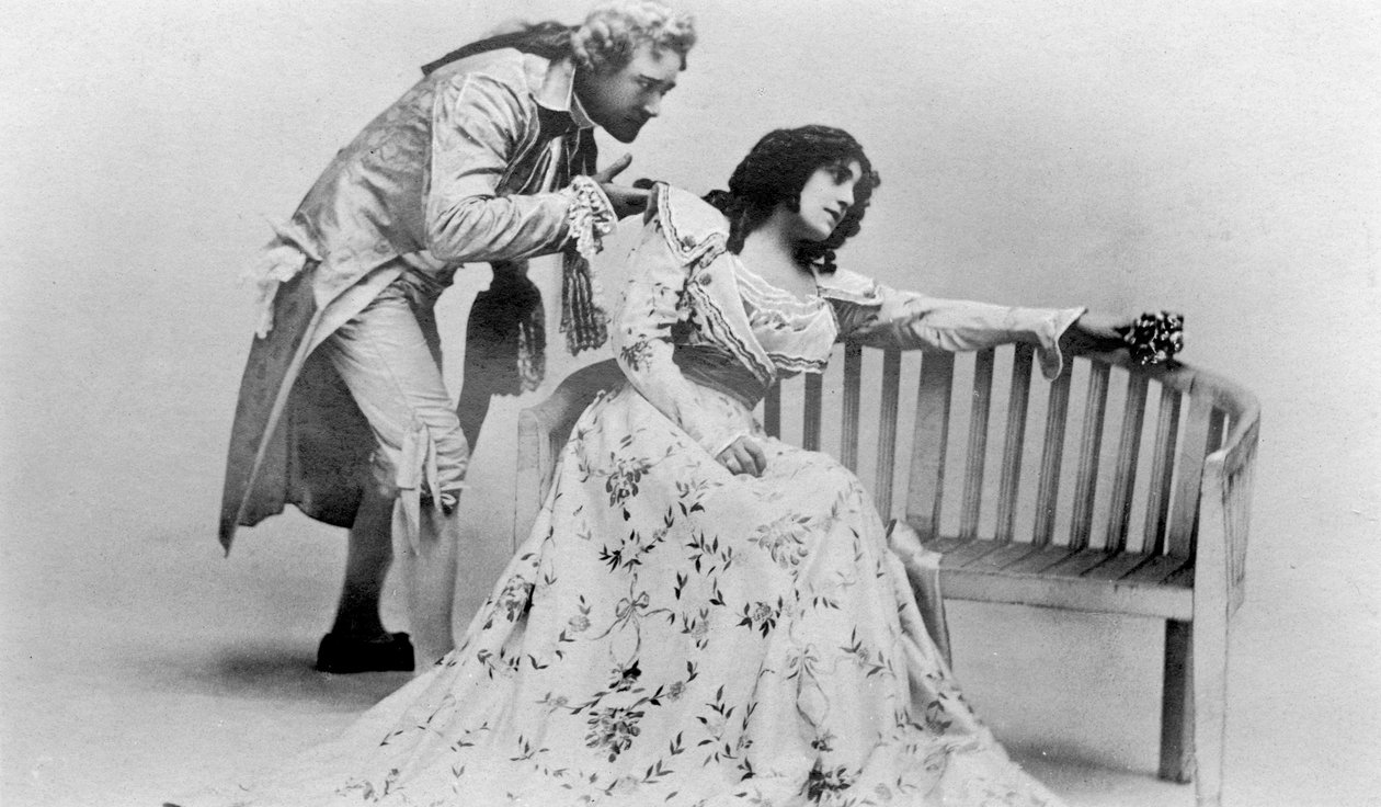 Julia Neilson och Fred Terry i The Scarlet Pimpernel, c1905. av Ellis and Walery