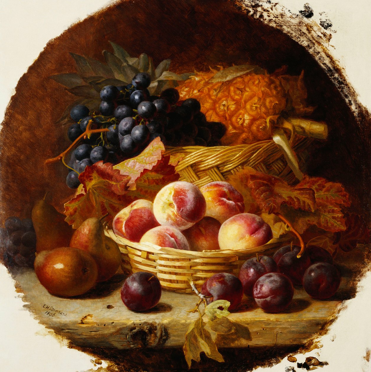 Persikor, plommon, päron och ananas, 1896 av Eloise Harriet Stannard