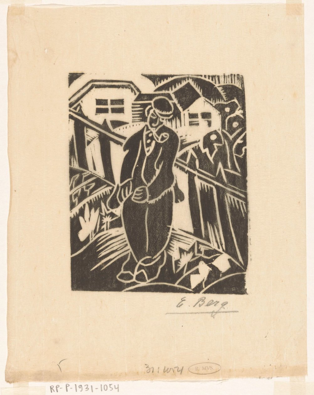 Man i grönsaksträdgården av Else Berg (signed by artist)