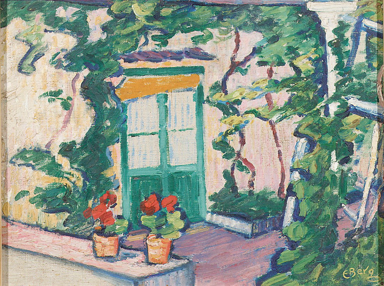 Osteria, Capri (olja på duk nedlagd ombord) av Else Berg