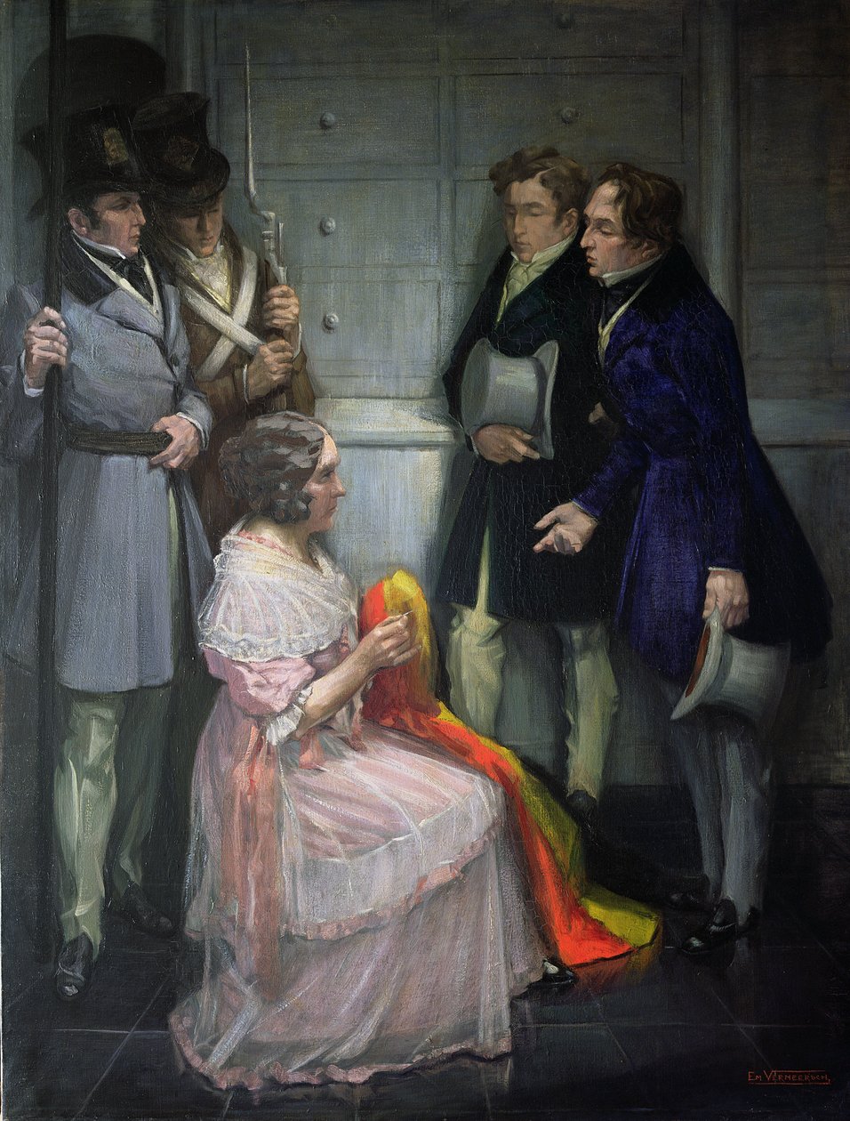 Mrs. Abst skapar den första belgiska flaggan, c.1830 av Em Vermeersch