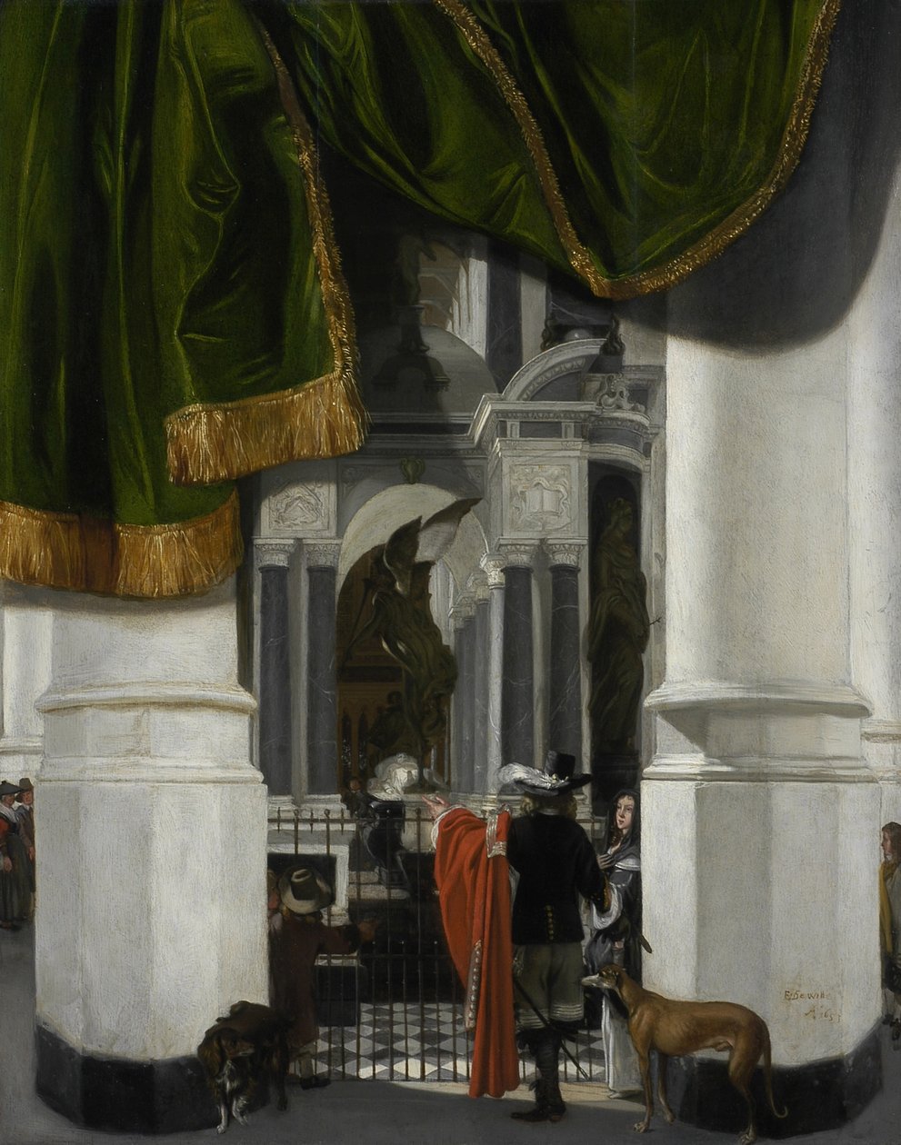 Inredningen i Nieuwe Kerk i Delft med Vilhelm den Tystes grav, 1653 (olja på trä) av Emanuel de Witte