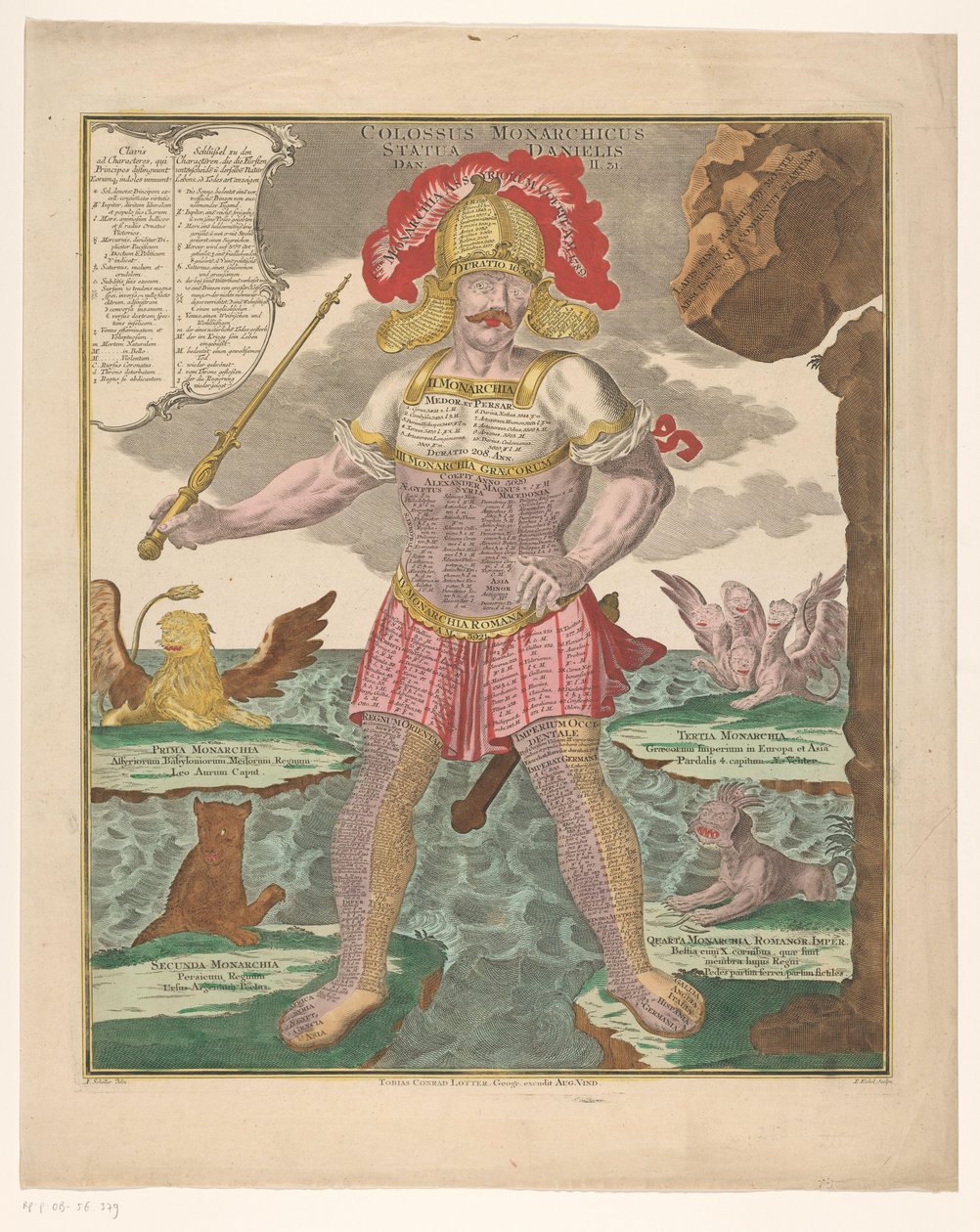 Staty av Daniel med tidslinje för monarkier Colossus Monarchicus Statua Danielis (titel på objekt) av Emanuel Eichel