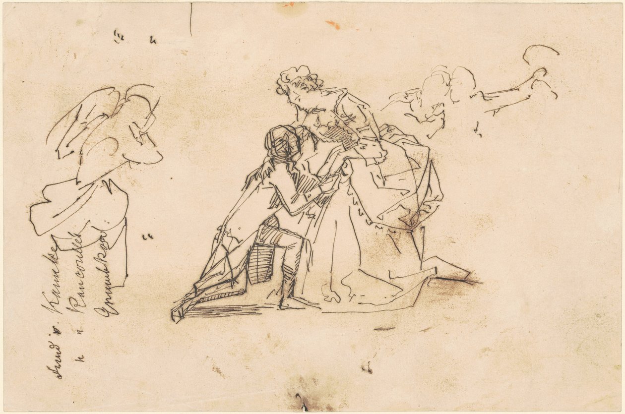 Studie för "The Return of King Friedrich II from Küstrin" av Emanuel Gottlieb Leutze