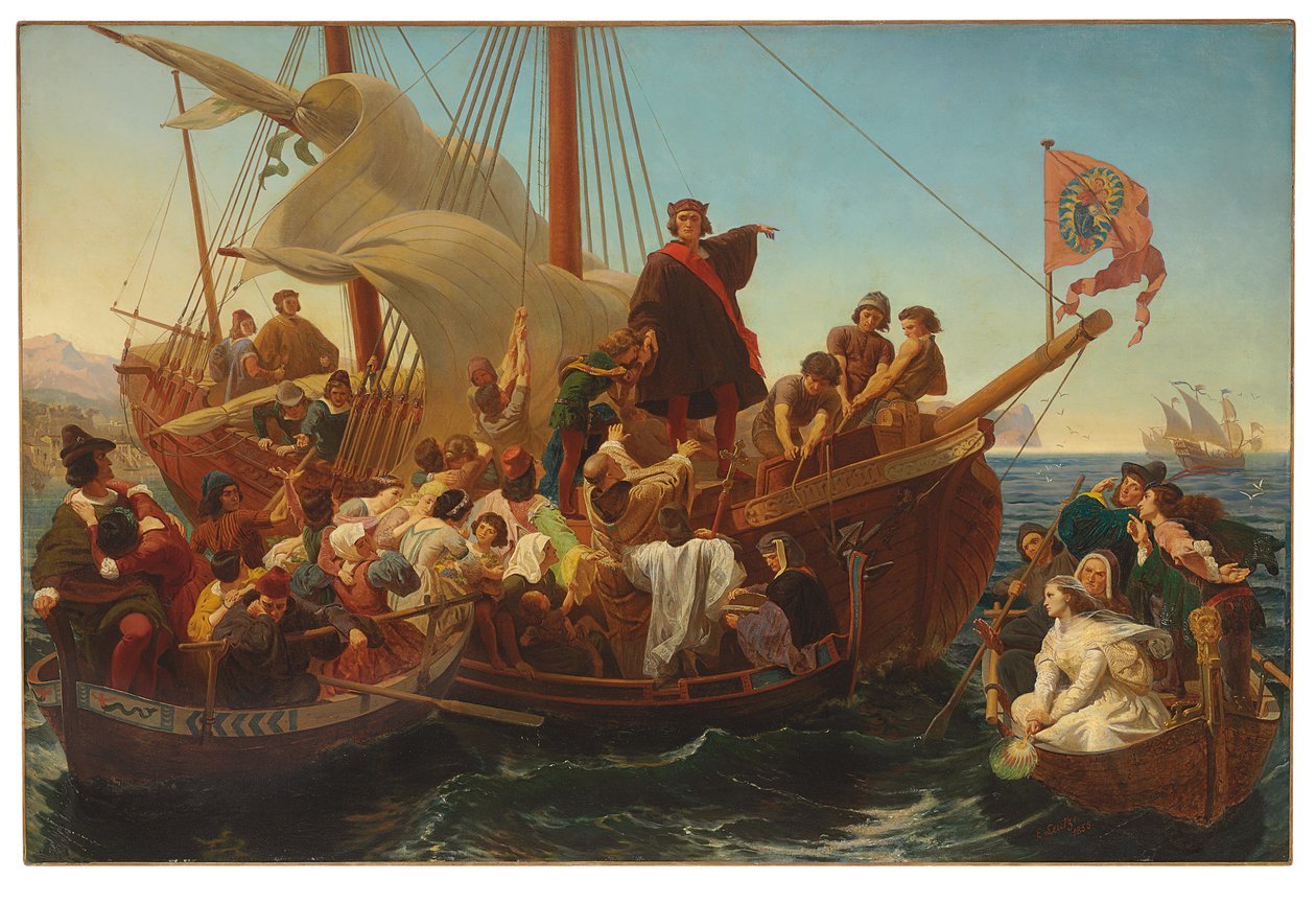 Columbus avgång från Palos 1492, 1855 av Emanuel Gottlieb Leutze