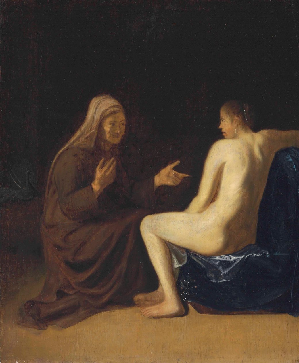 Tyska: Sitzender Akt (Vertumnus und Pomona) Vertumnus och Pomona av Emanuel de Witte