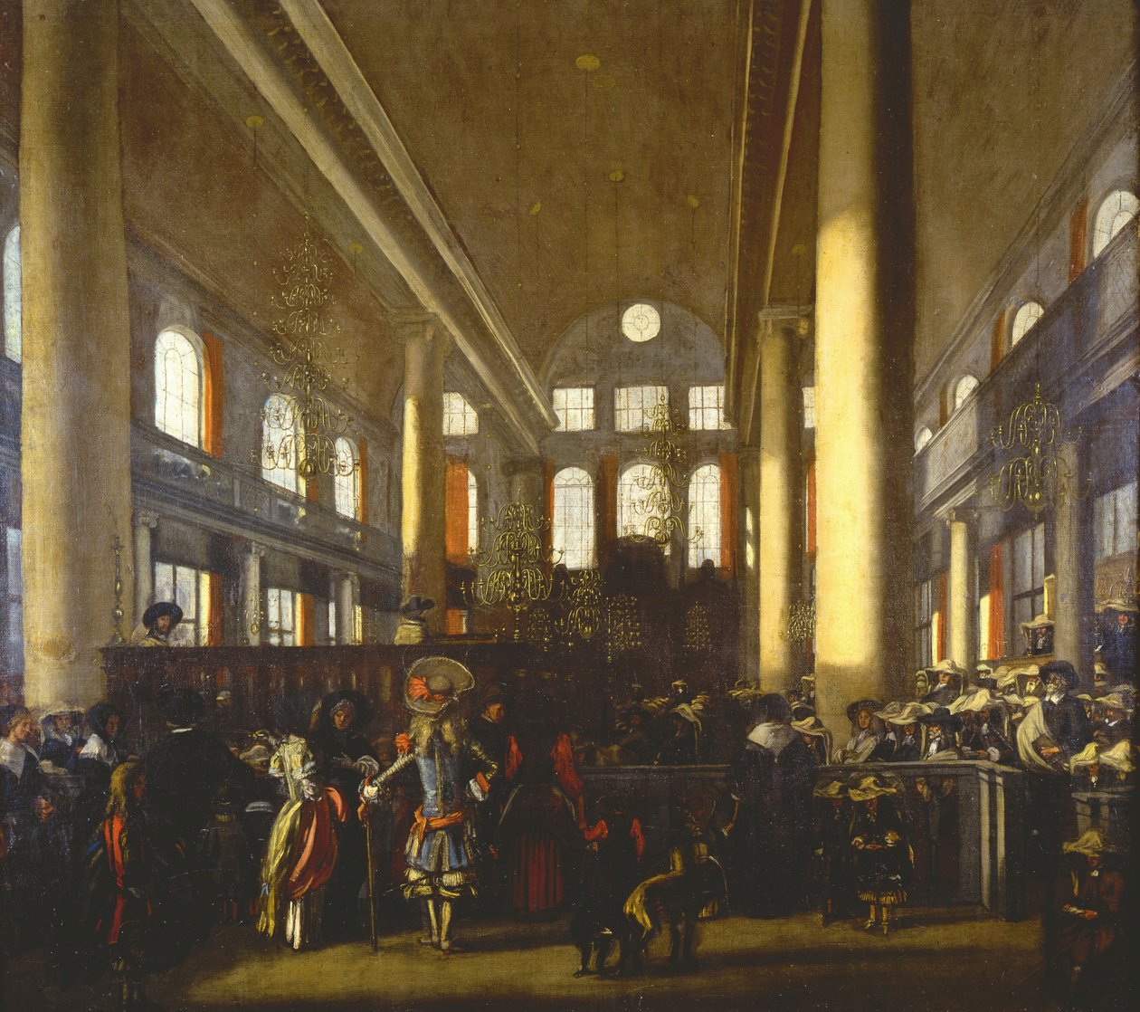 Interiör av den portugisiska synagogan i Amsterdam - Interiör av den portugisiska synagogan i Amsterdam, av Witte, Emanuel, av (1616/17-1692). Olja på duk, ca. 1680. Israels museum, Jerusalem av Emanuel de Witte