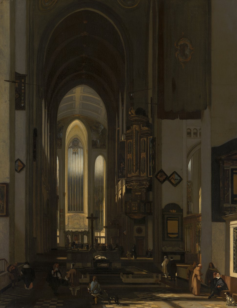 Interiör i en imaginär katolsk kyrka av Emanuel de Witte