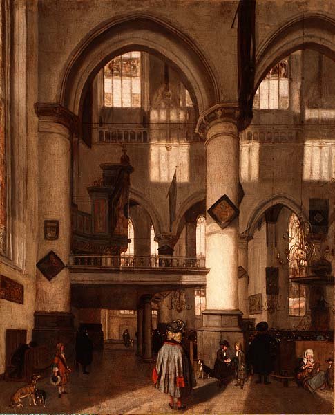 Interiör av Oude Kerk, Amsterdam av Emanuel de Witte