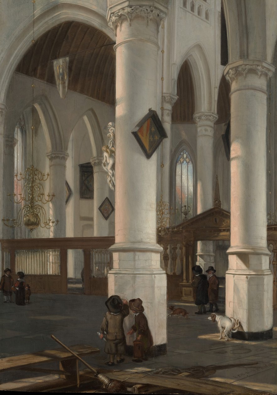 Interiör av Oude Kerk, Delft, troligen 1650. av Emanuel de Witte