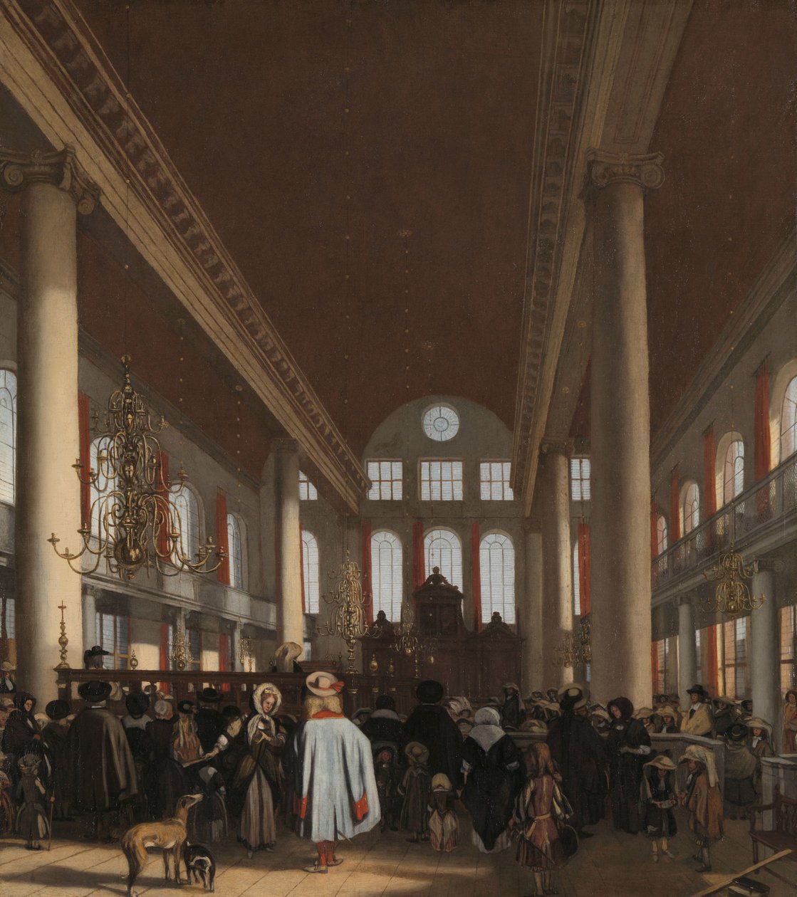 Interiör av den portugisiska synagogan i Amsterdam av Emanuel de Witte