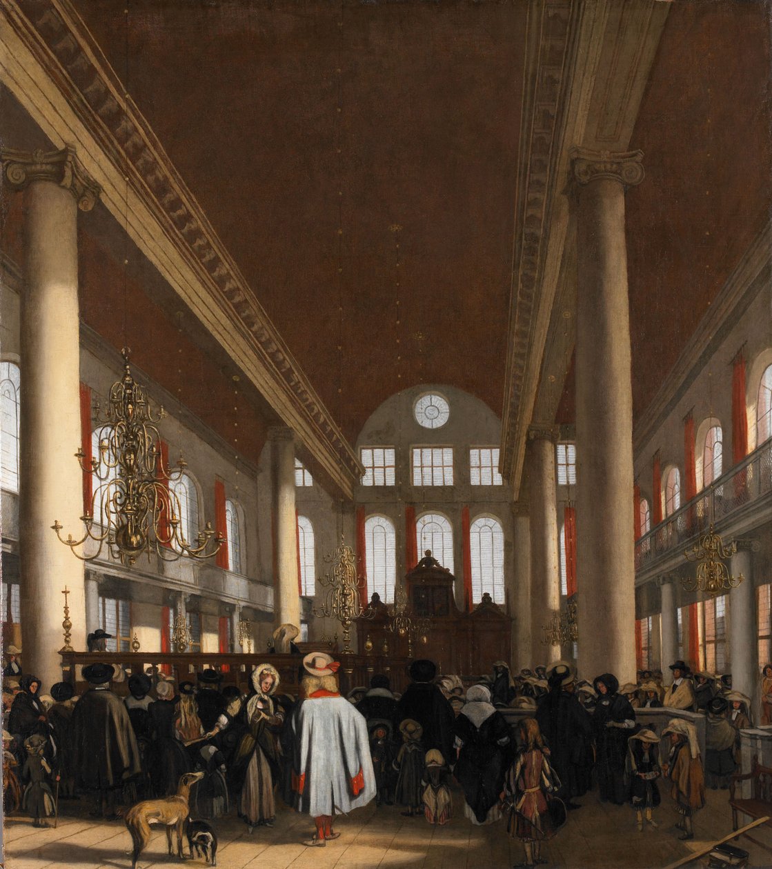 Interiör av den portugisiska synagogan i Amsterdam av Emanuel de Witte