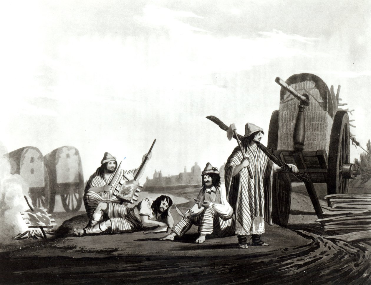 Gauchos (Rustik) från Tucuman, 1820 av Emeric Essex Vidal