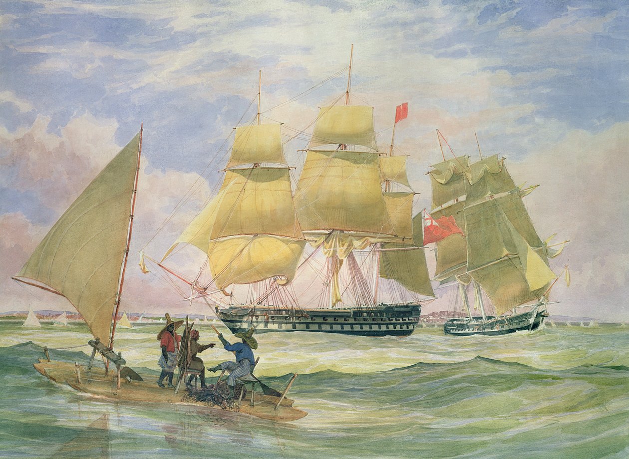 HM Ships "Ganges" och "Sapphire" utanför Pernambuco, 1829 av Emeric Essex Vidal