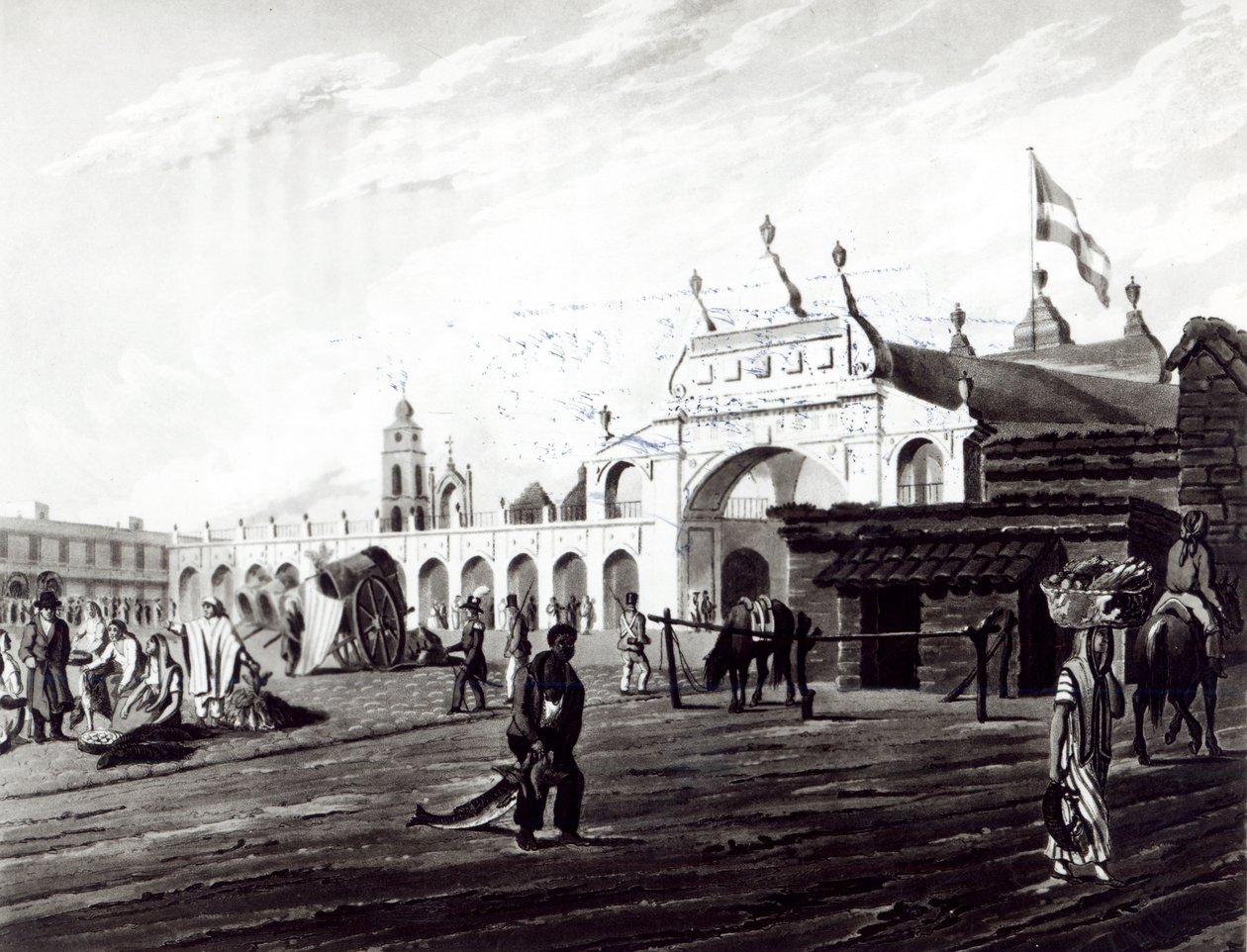 Mahali pa Soko, iliyochongwa na Daniel Havell (1785-1826) 1820 swed av Emeric Essex Vidal