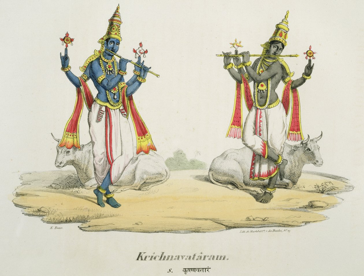 Krishna Venugopala, graverad av de Marlet och du Bouloi av Emil Beau