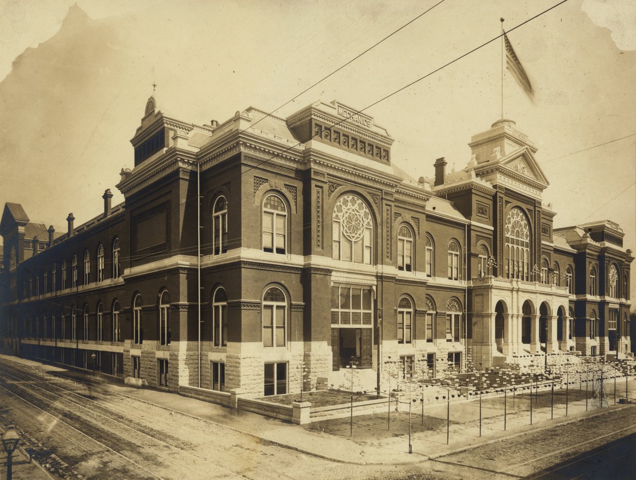 Exposition and Music Hall, exterior view. Olive Street between Thirteenth and Fourteenth Streets, St. Louis av Emil Boehl