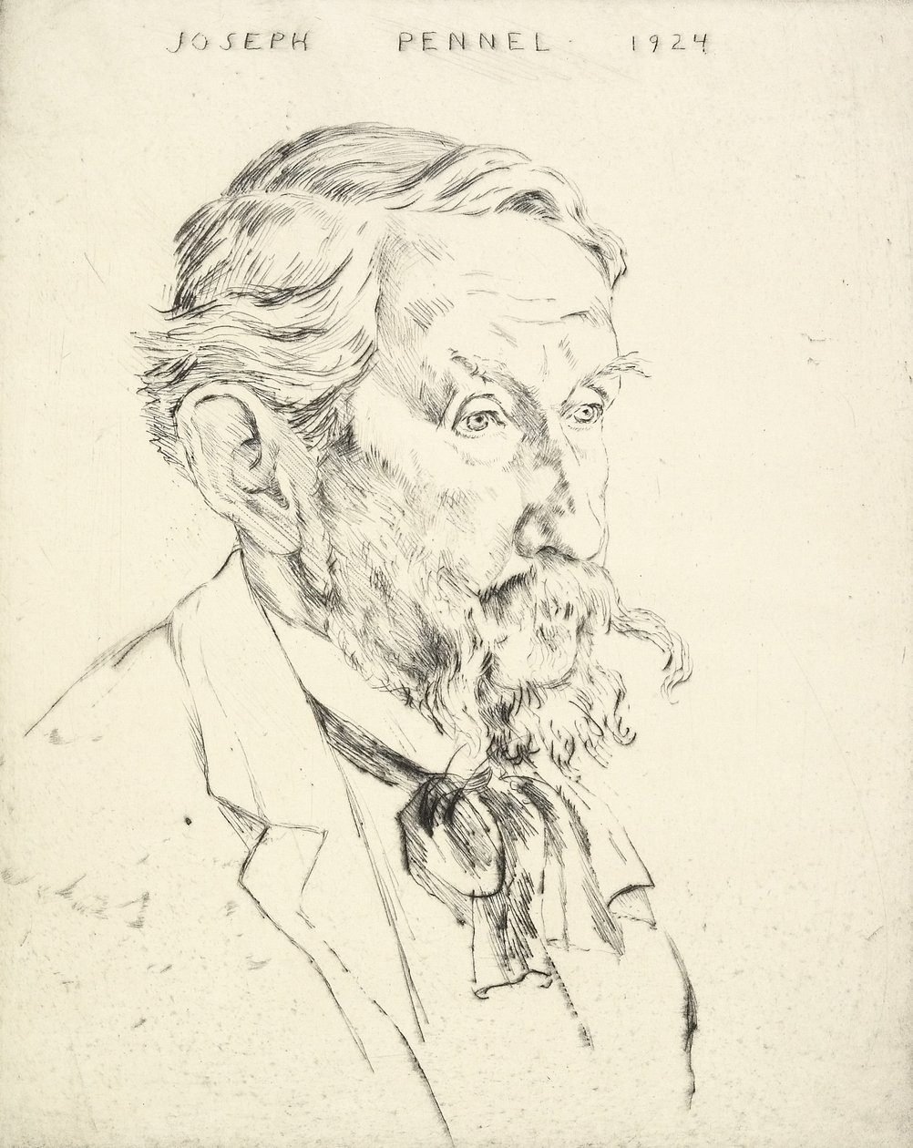 Porträtt av Joseph Pennell, 1924 av Emil Orlik