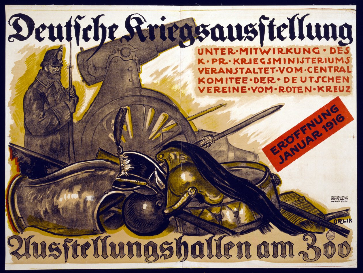 Affisch som annonserar en tysk krigsutställning, 1915 av Emil Orlik