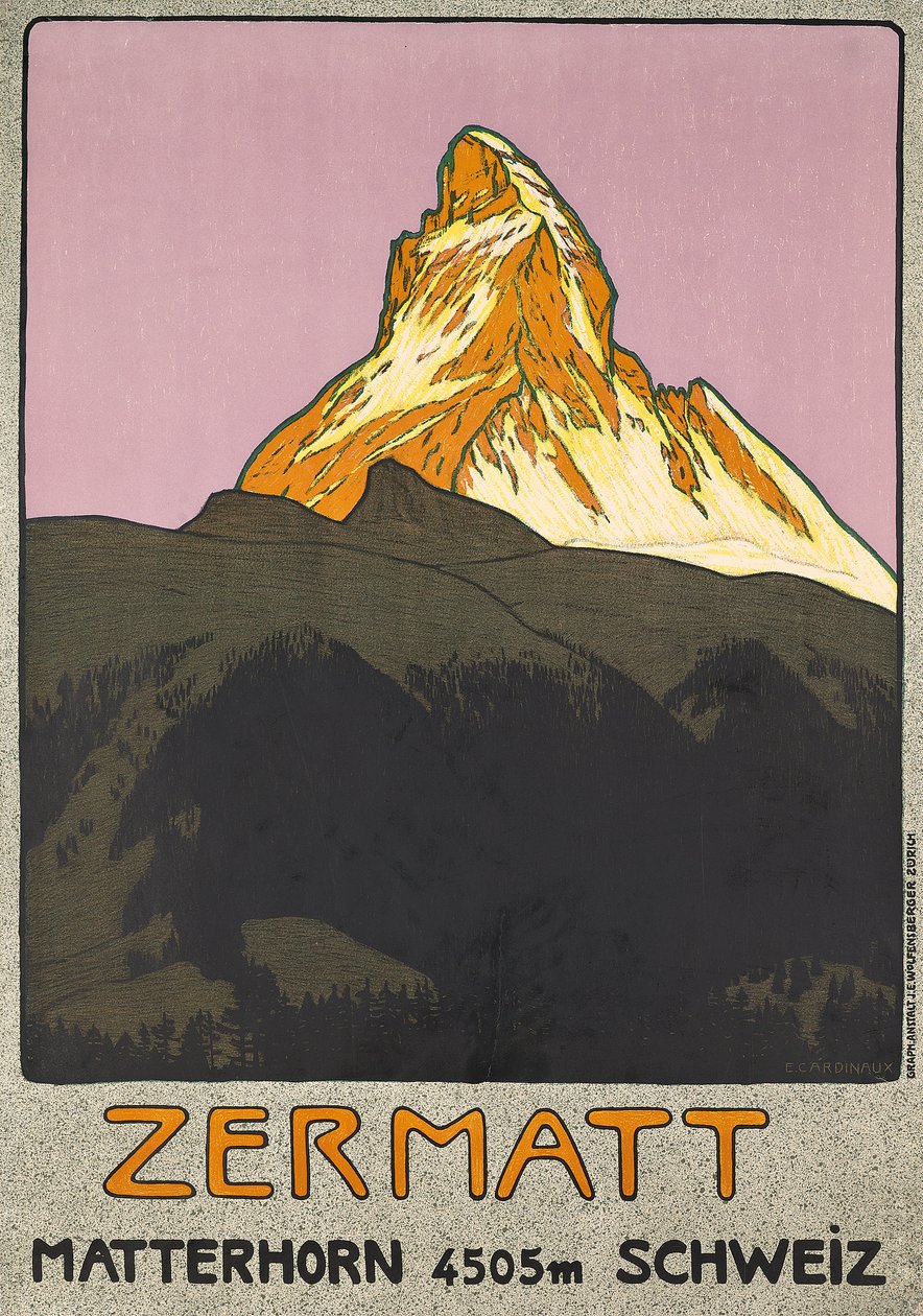 Affischreklam Zermatt, Schweiz av Emil Cardinaux