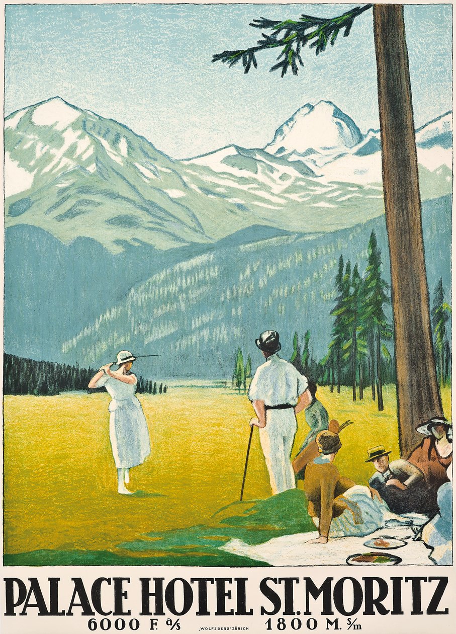 Affisch som annonserar Palace Hotel i St. Moritz av Emil Cardinaux