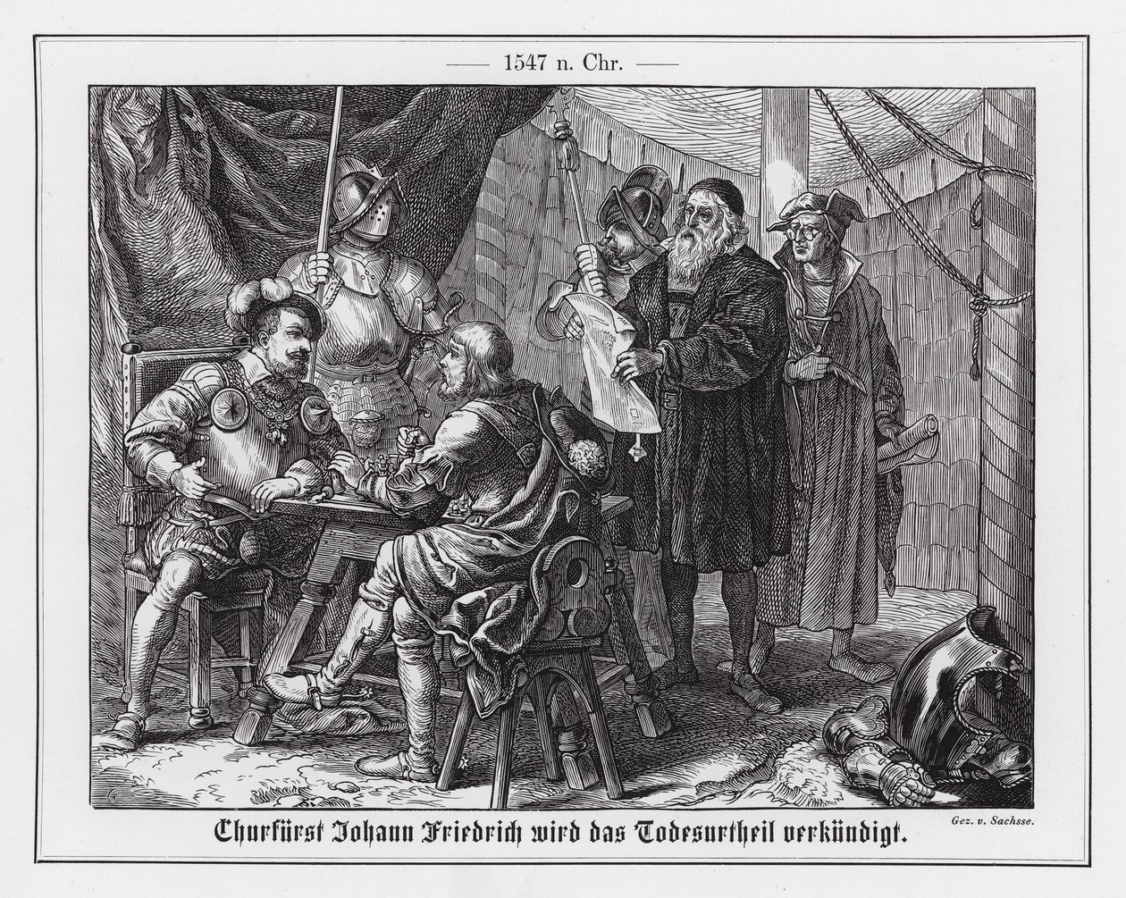 Johan Fredrik I, kurfurste av Sachsen, får sin dödsdom av Emil Eugen Sachsse