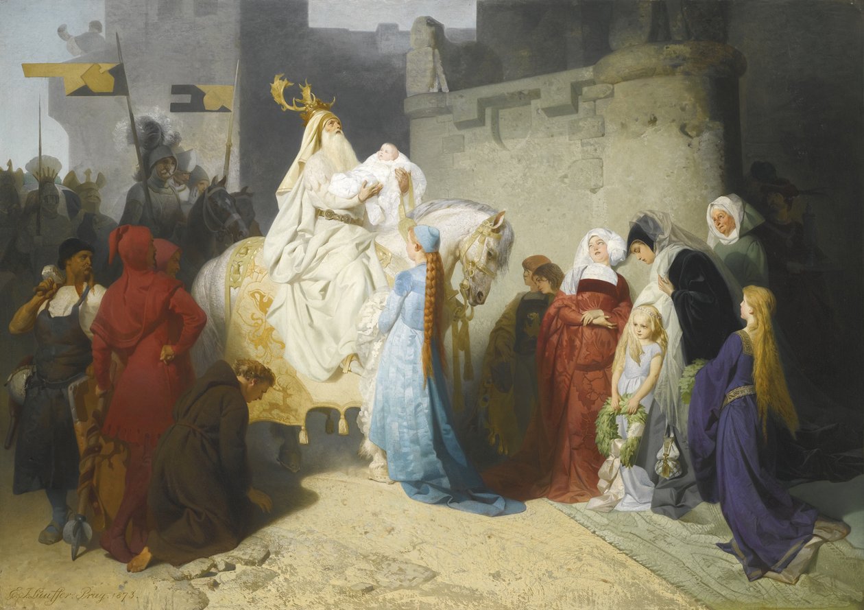 Merlin presenterar den framtida kung Arthur, 1873 av Emil Johann Lauffer