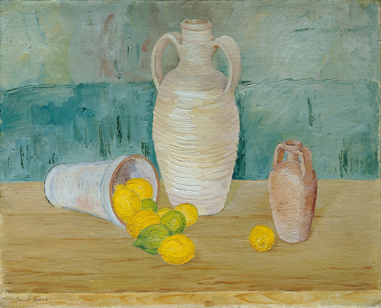 Stilleben med stenar och citroner av Emil Kraus