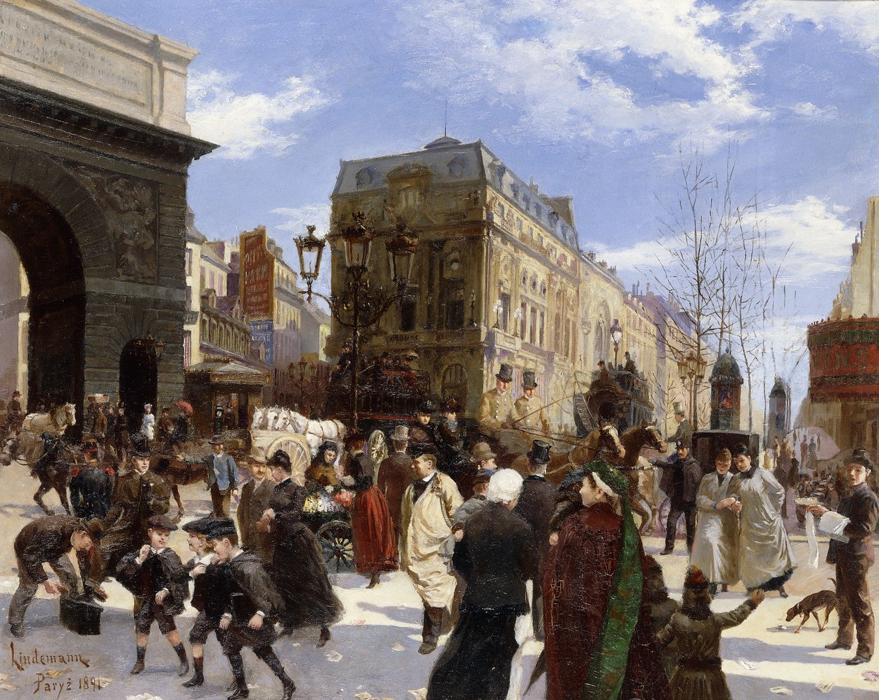 Grands Boulevards, Porte St. Martin, Paris av Emil Lindemann