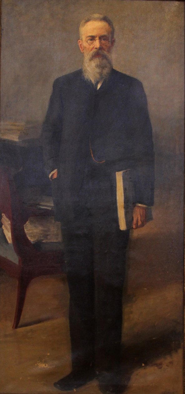 Porträtt av kompositören Nikolai Rimsky-Korsakov 1844-1908, ca. 1900 av Emil Oskarovich Wisel