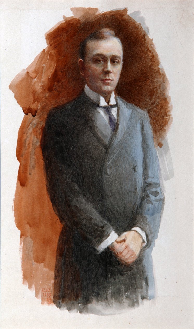 Porträtt av operasångaren Leonid Vitalyevich Sobinov 1872–1934, 1934. av Emil Oskarovich Wisel