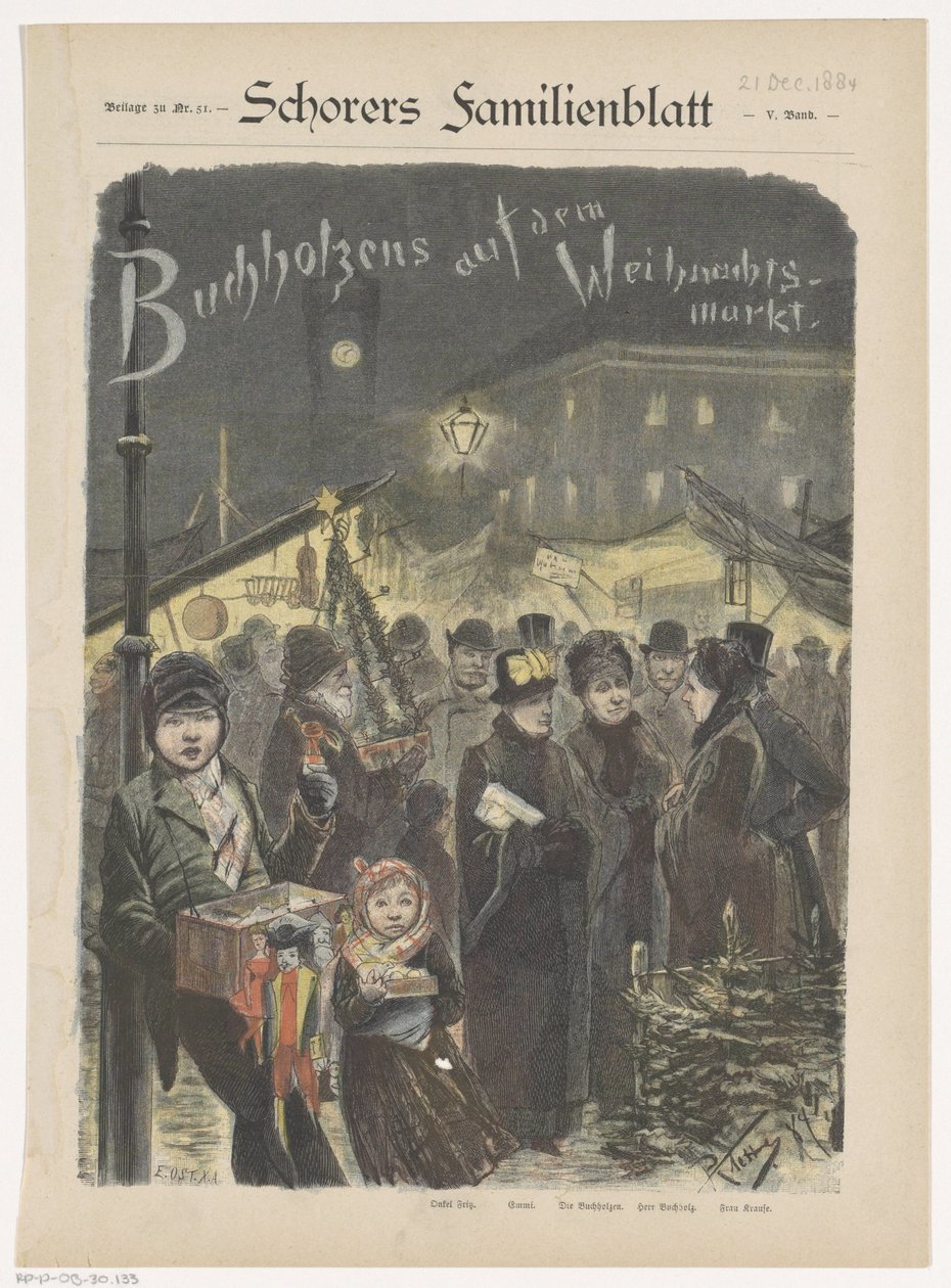 Familjen Buchholz på Kerstmarkt Buchholzens på julmarknaden (titel på objekt) av Emil Ost