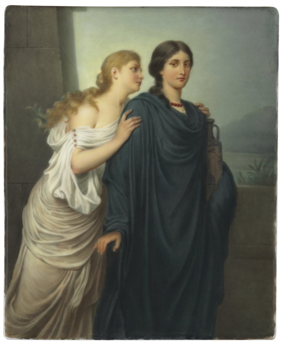 Rektangulär plakett, "Antigone och Ismene" av Emil Teschendorff