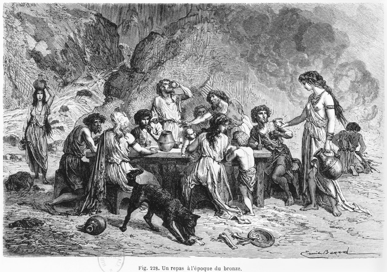 En måltid under bronsåldern, illustration från 