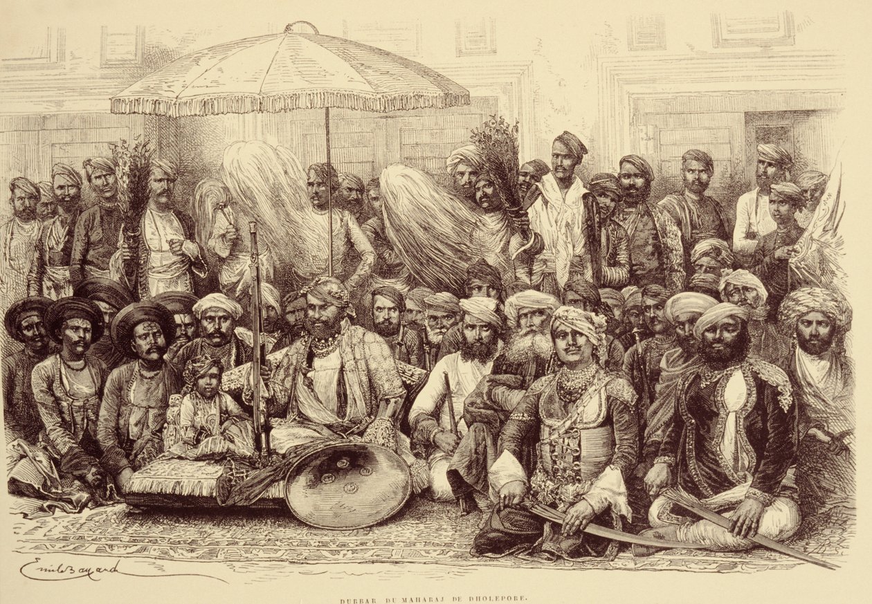 Durbar av Maharajah av Dholpur, 1878 av Emile Antoine Bayard