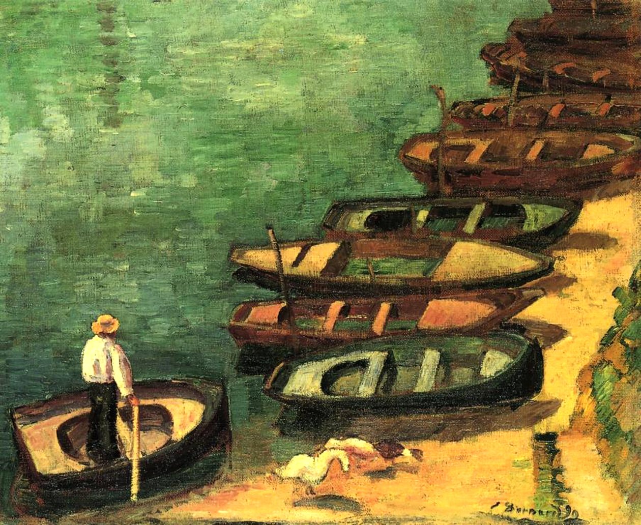 Båtar vid Pont-Aven, Bretagne, 1890 av Emile Bernard