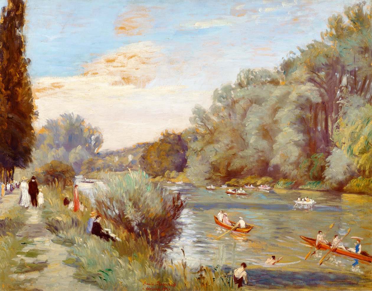 Roddbåtar på en flod, 1931 av Emile Bernard