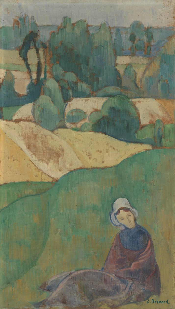 Woman Sitting in a Field av Emile Bernard