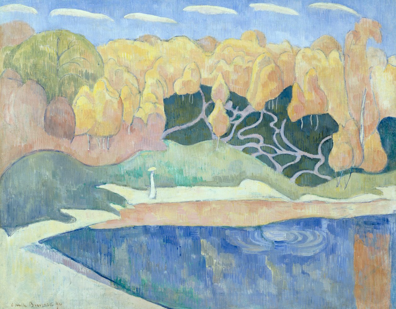 Kvinna som går på stranden av Aven, 1890 av Emile Bernard
