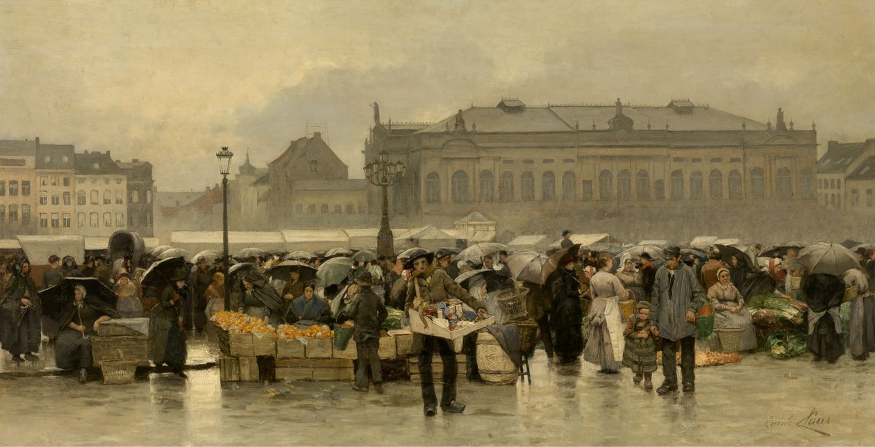 De markt voor de schouwburg in Antwerpen av Emile Claus