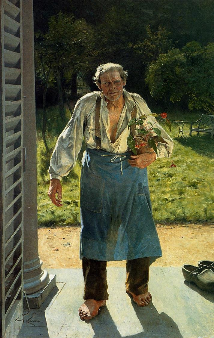 The Old Gardener Le Vieux Jardinier, de Oude Tuinman av Emile Claus