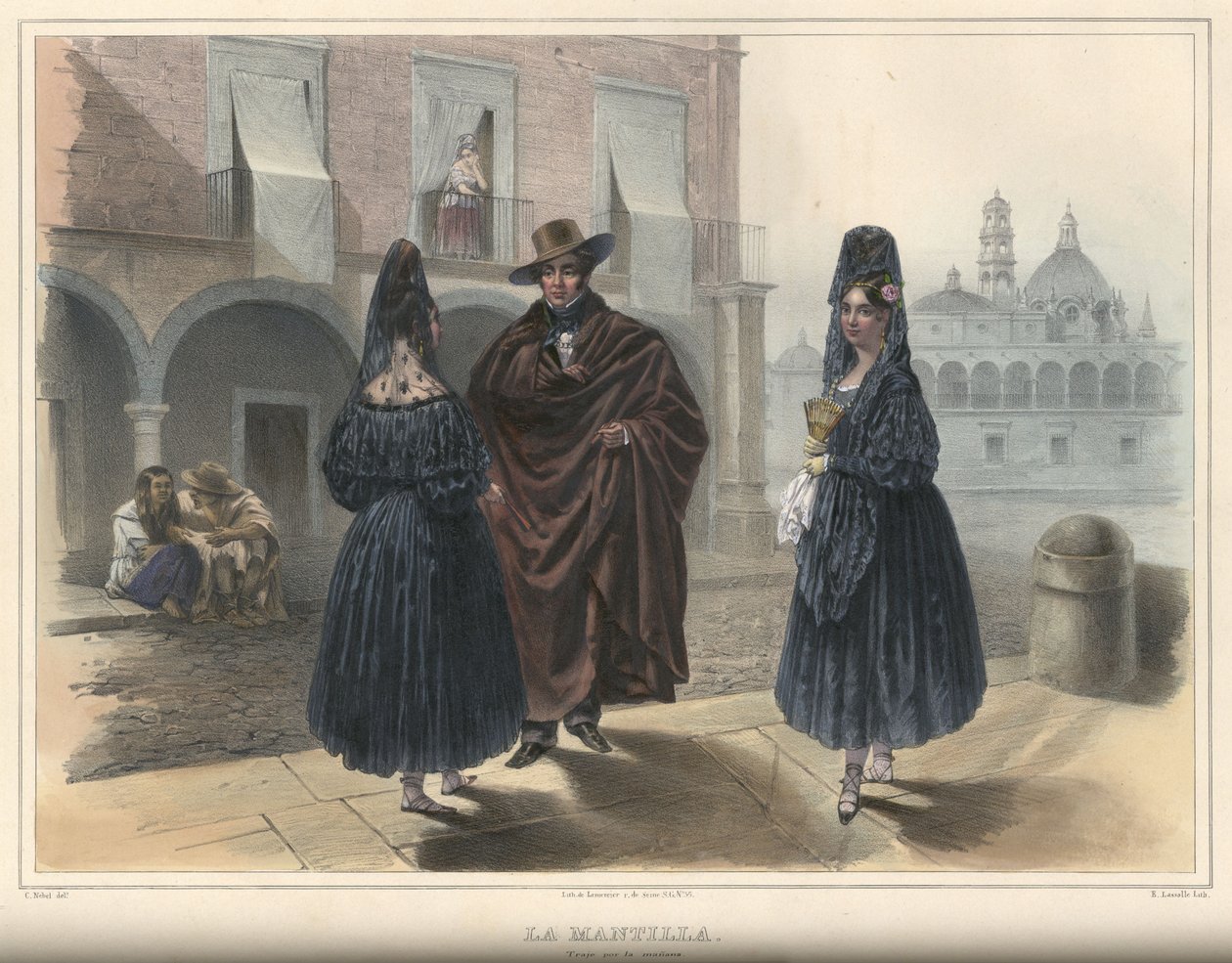 La Mantilla, kostymgrupp av Emile Lassalle