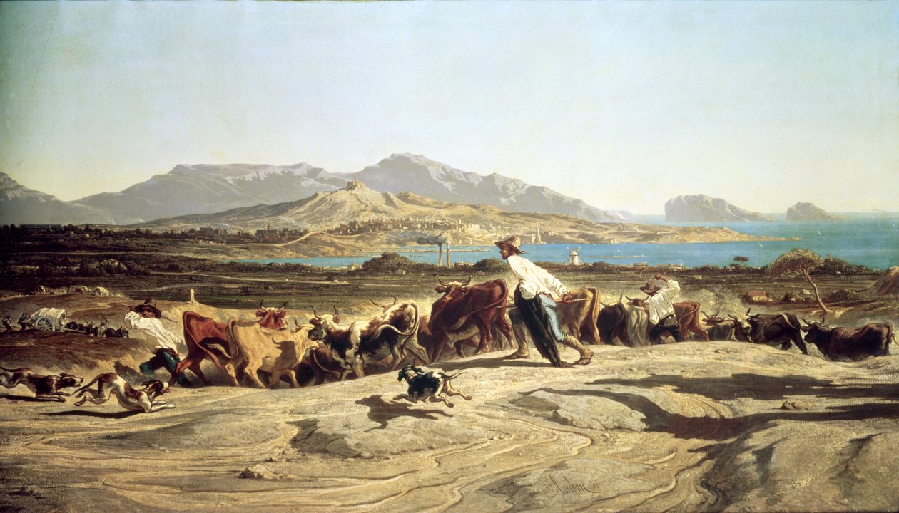 Boskapsskötsel nära Marseille, 1853 av Emile Loubon