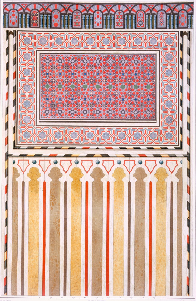 Kairo: Dekoration av El Bordeyny-moskén: geometriska mönster av mosaiken från Mihrab, 1800-talet (chromolitho) av Emile Prisse d