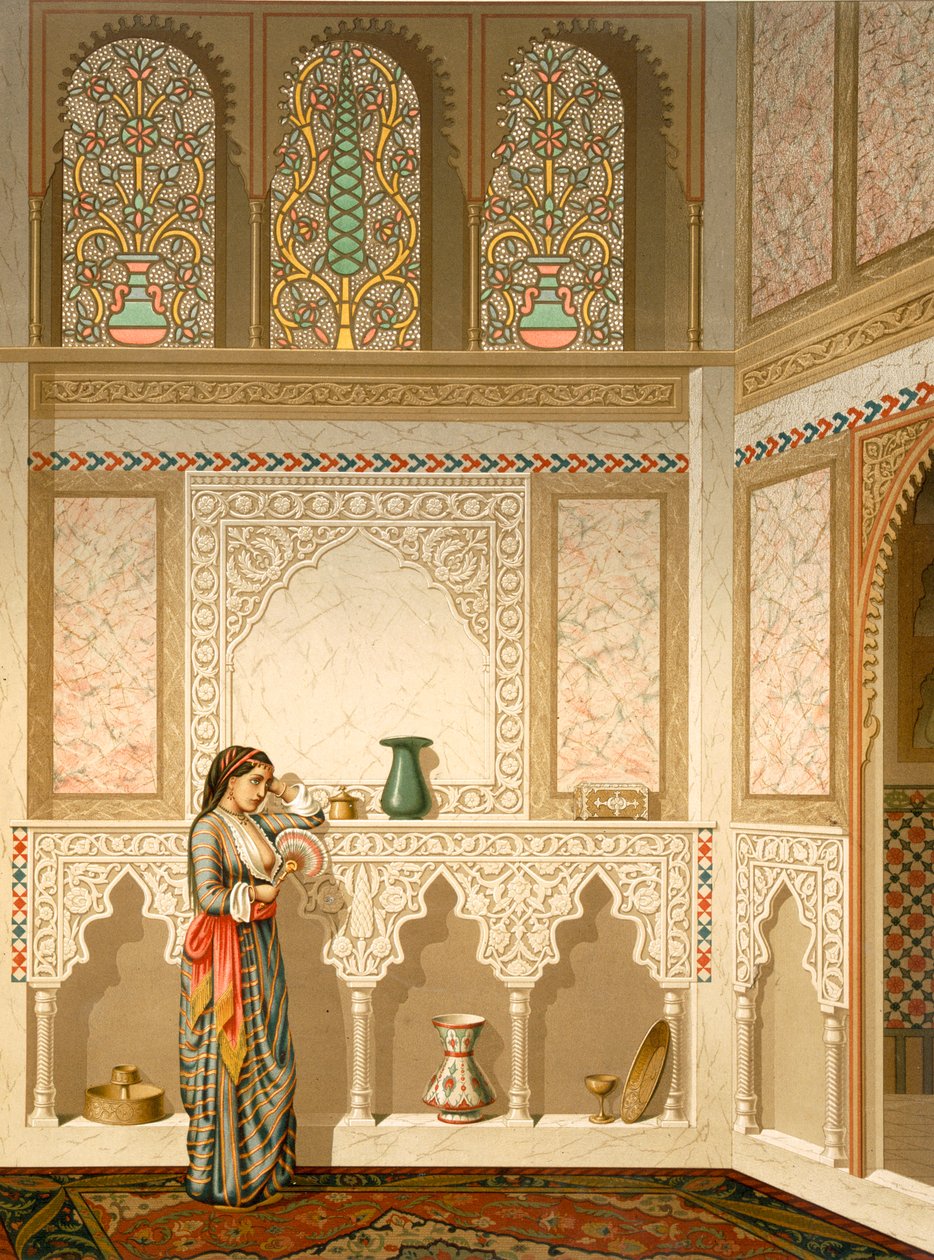 Kairo: Interiör av Sidi Youssef Adamis hus, 1800-talet (chromolitho) av Emile Prisse d
