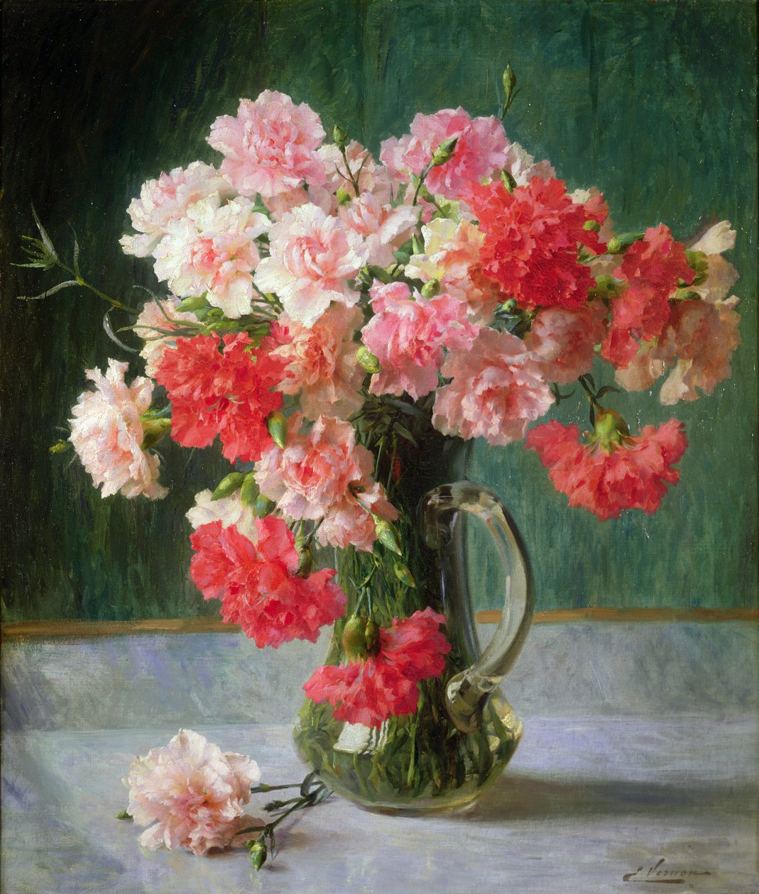 Stilleben av nejlikor av Emile Vernon