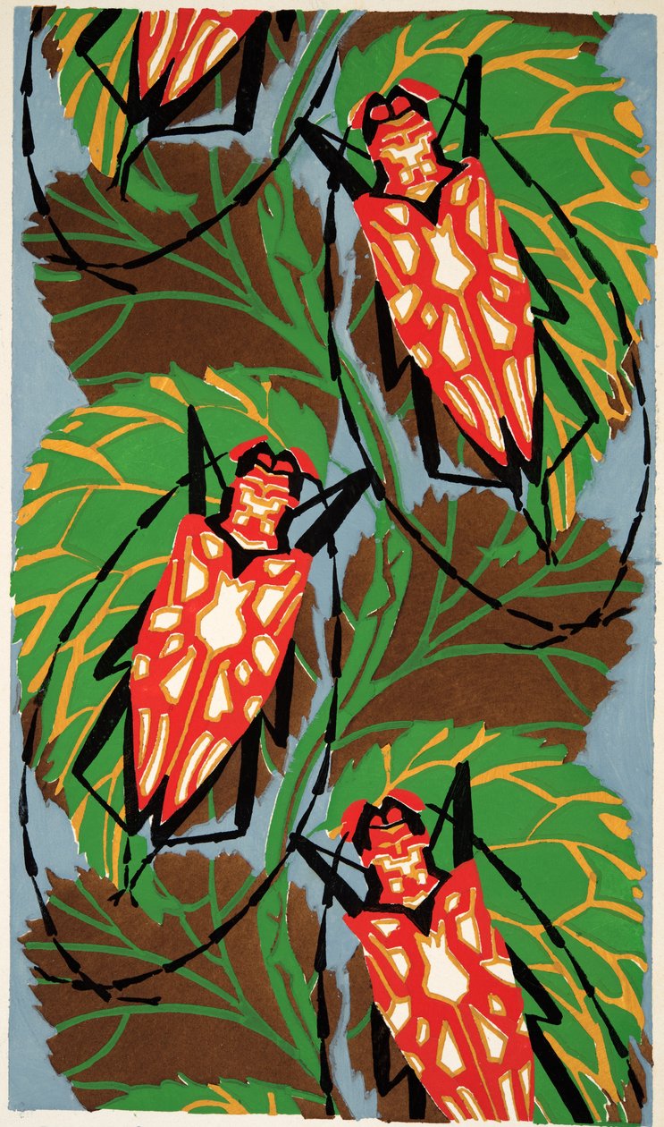 Detalj från skylt 19 från Insectes, pub. 1930-tal (pochoirtryck) av Émile Allain Séguy